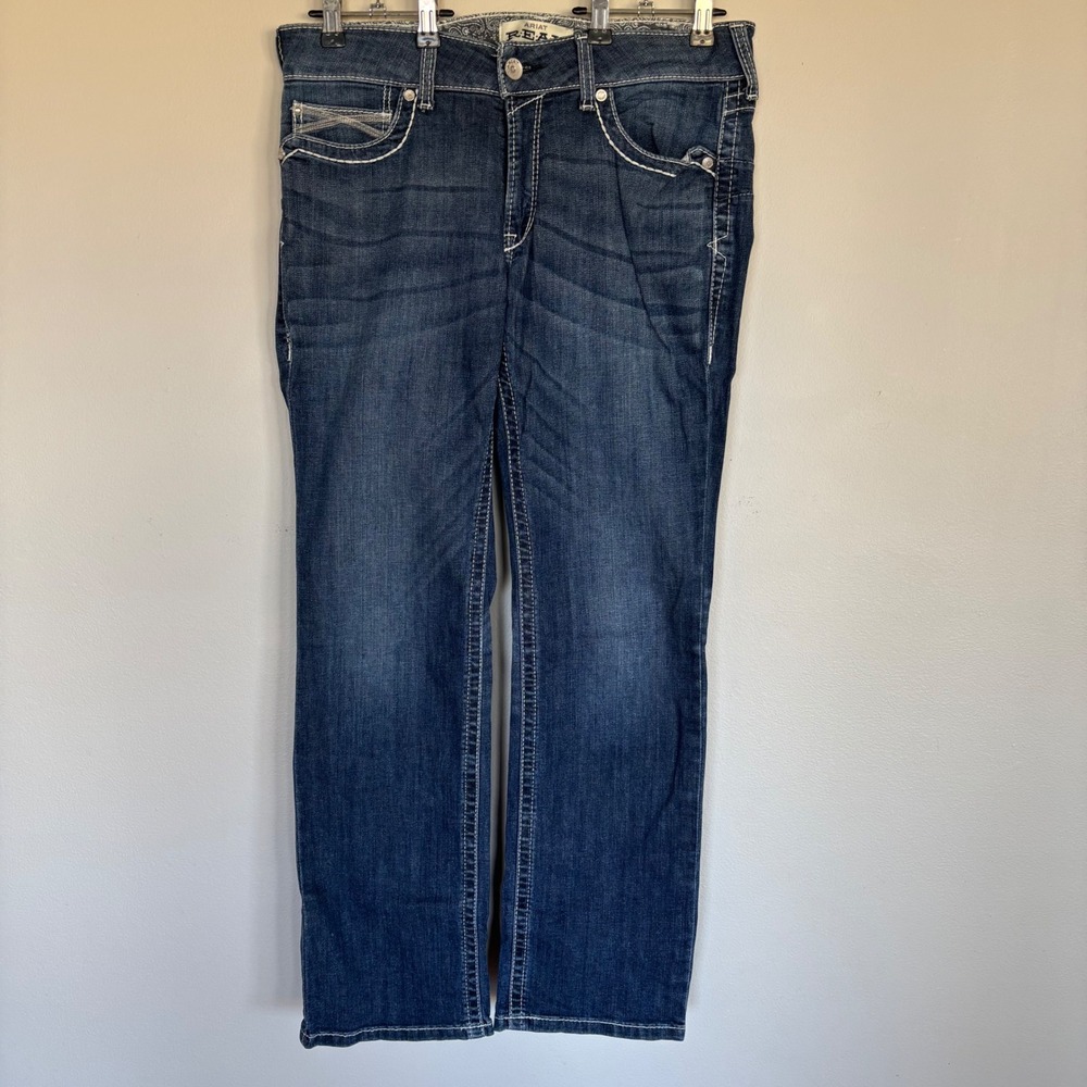 Ariat REAL Denim Ivy Mid Rise Straight Leg Jeans Dresden Dark Wash 32R 10024300